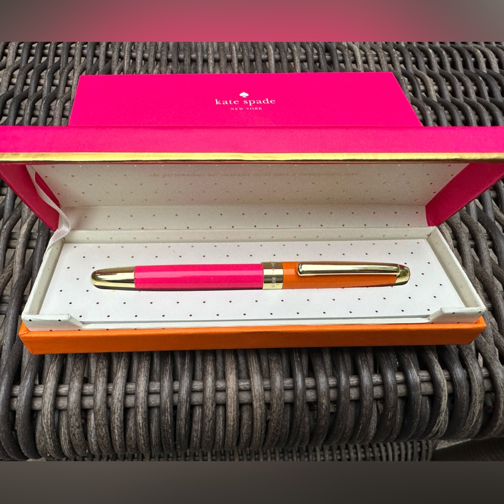 Kate Spade Ballpoint Pen - Orange & Pink Enamel